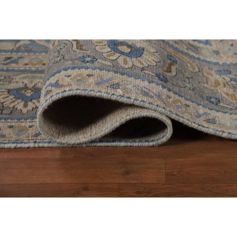 Light Blue Medallion Tabriz Persian Area Rug Hand-Knotted Wool Carpet - 9'10"x 12'10"