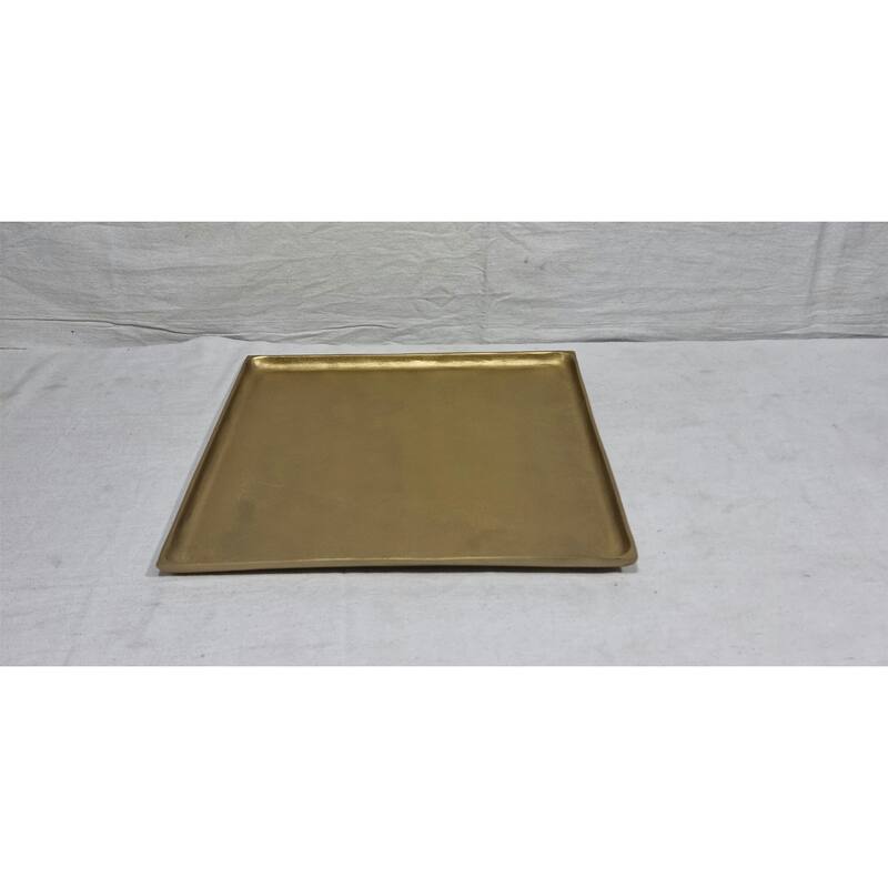 Plate Square Raw Brass Antique Dia 19.29" ALUMINUM - Raw Brass Antique