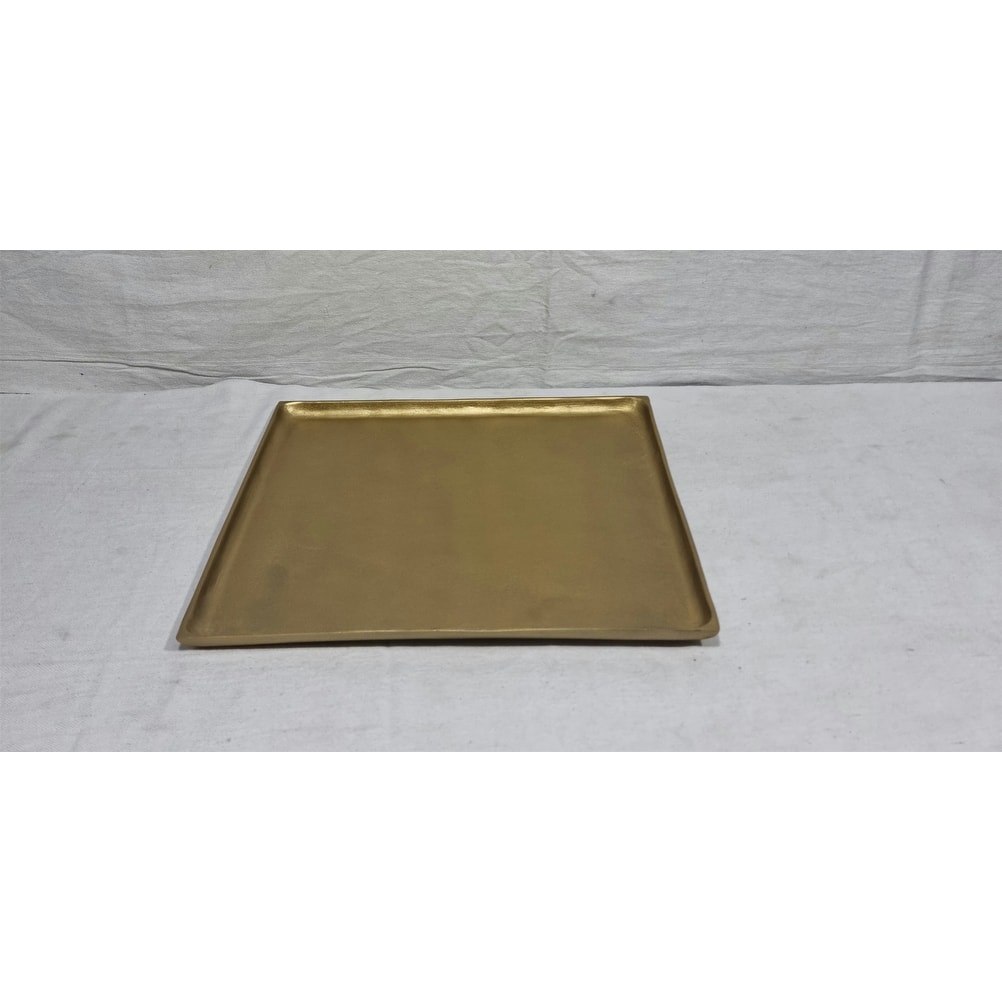 Plate Square Raw Brass Antique Dia 19.29" ALUMINUM - Raw Brass Antique