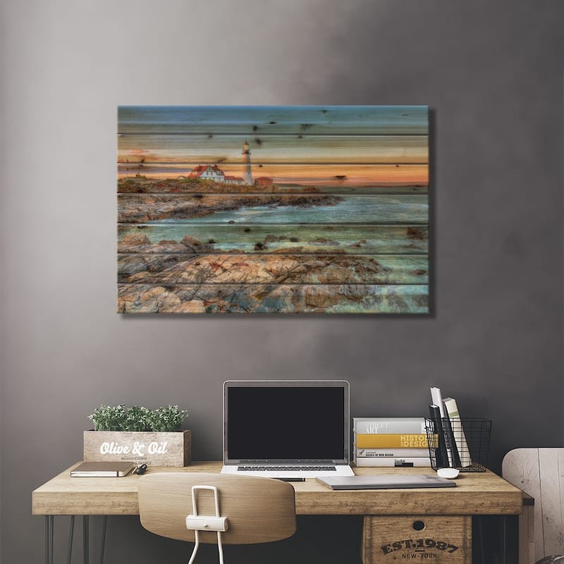 Portland Sunrise Print On Wood by David Gardiner - Multi-Color