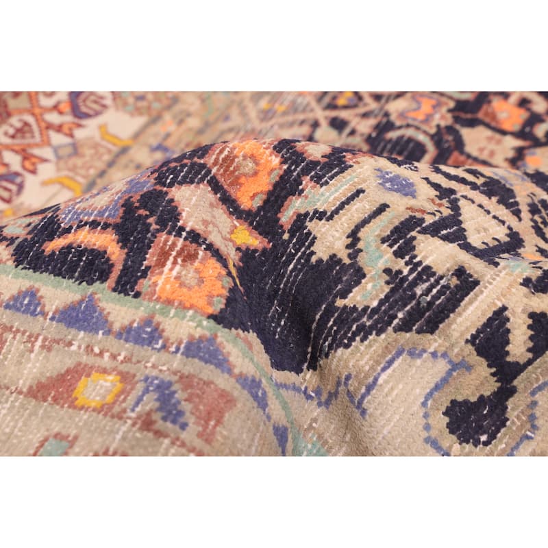 ECARPETGALLERY Hand-knotted Antalya Vintage Dark Navy Wool Rug - 4'6 x 10'6