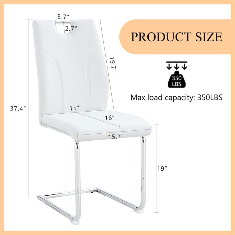 Roomfitters PU Dining Chairs with Silver Metal Legs, Modern Accent Seating for Home or Office, Set of 6