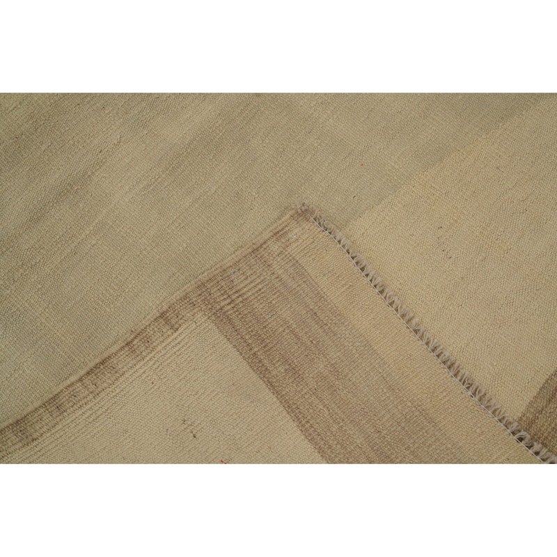 Hand Woven Oriental 100% Wool Carpet Southwestern Modern Beige & Ivories Kilim Area Rug - 13' 0'' X 9' 6''