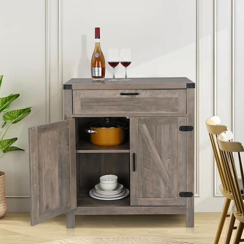 Eight-Character Double Door Sideboard With One Drawer Light Gray