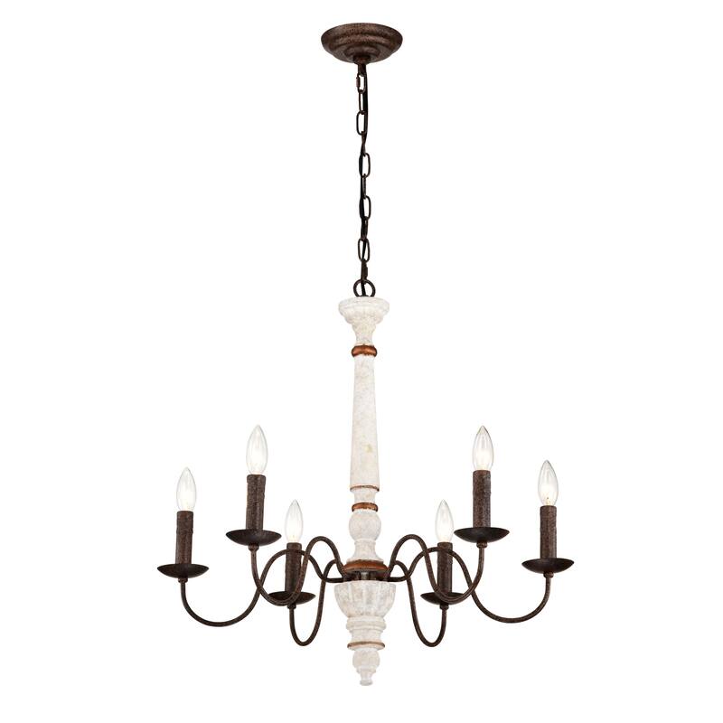 Retro white and Rust Color Chandelier With Light Fixture 6 Light Pendant Light Fixtures for Dining Room, Lobby, Kitchen - White