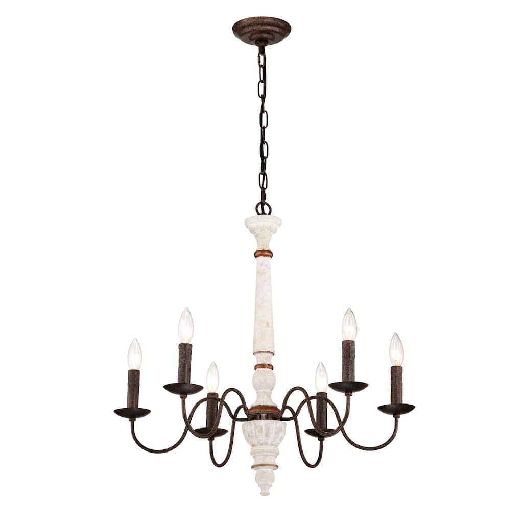 Retro white and Rust Color Chandelier With Light Fixture 6 Light Pendant Light Fixtures for Dining Room, Lobby, Kitchen