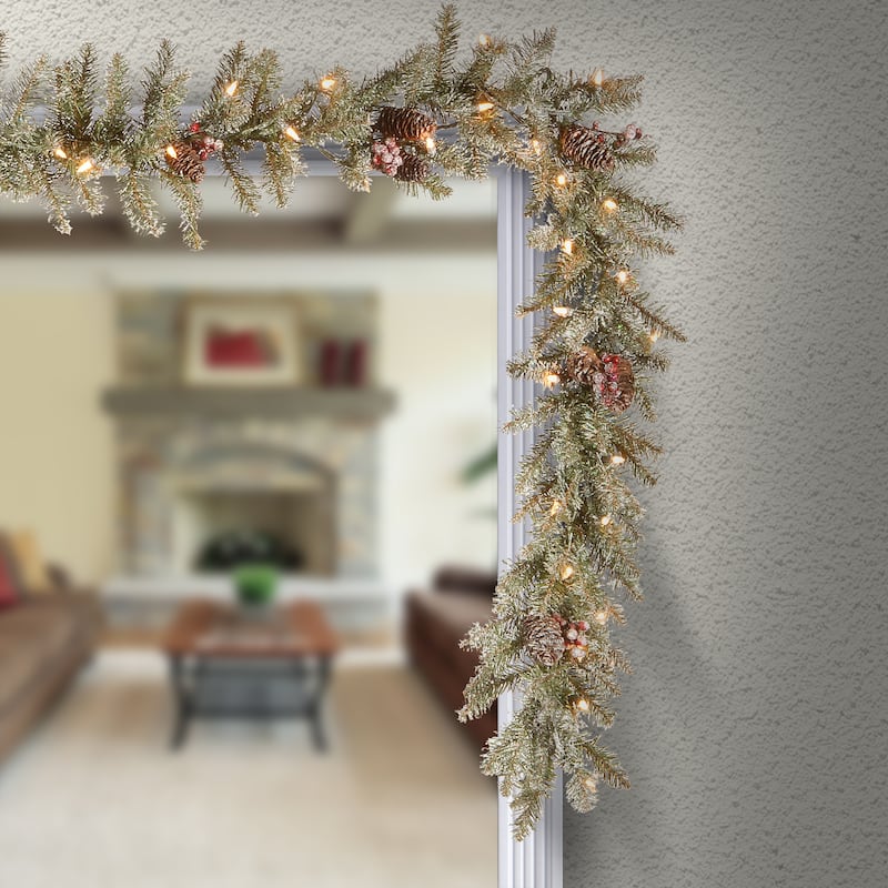 National Tree Company 9' x 10" Dunhill Fir Garland with 50 Clear Lights - 9 ft