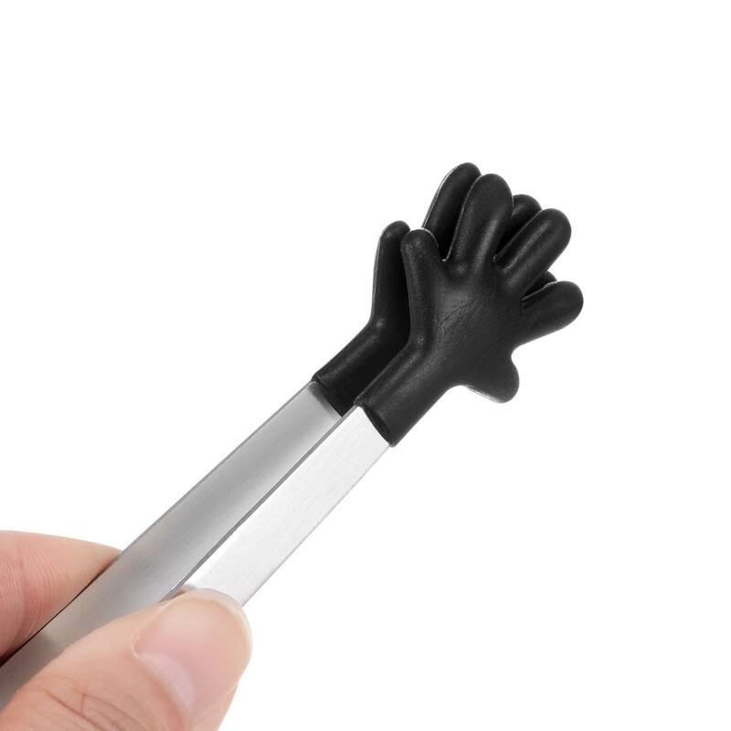 Mini Food Tongs 14.4cm Hand Shape Stainless Steel with Silicon Tips - 5.67"