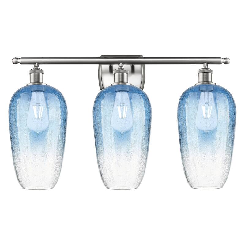 Innovations Lighting 516-3W-16-27 Brookhaven Flute Vanity Brookhaven - Brushed Satin Nickel / Sapphire Blue