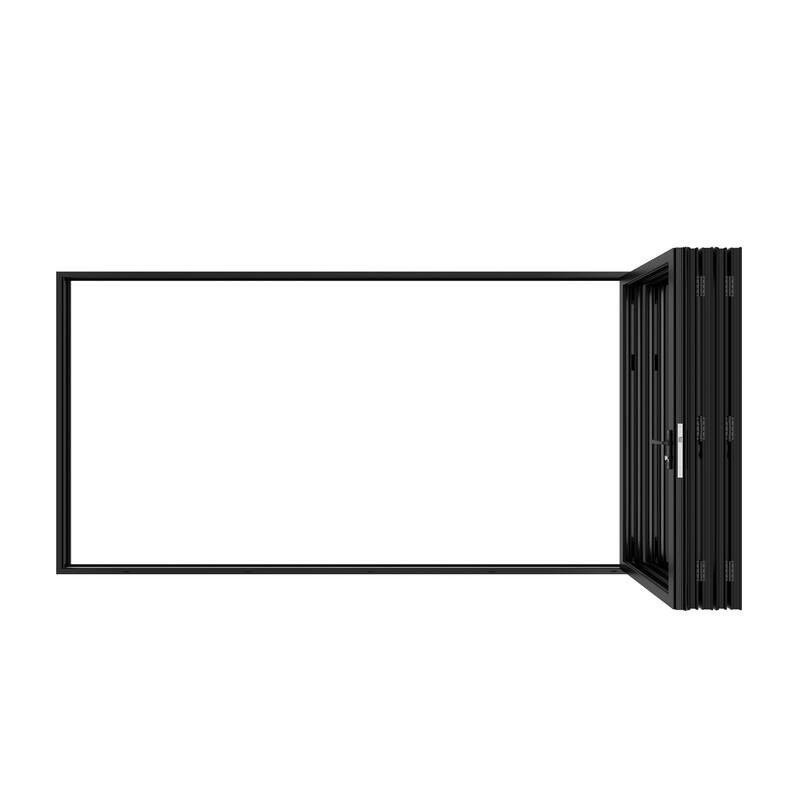 KaMic 168"×80" 5 Panels Aluminum Folding Door In Black,Folded Out From Left To Right Model #:FD5PBK16880-LR