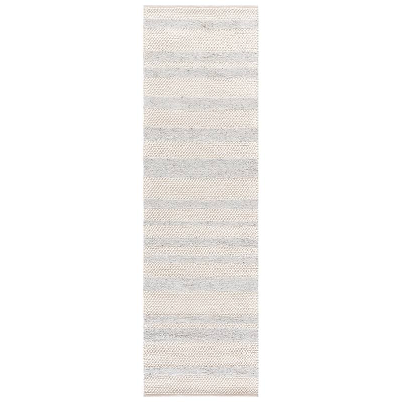 SAFAVIEH Handmade Natura Morane Wool Rug - 2'3" x 8' Runner - Light Grey/Ivory