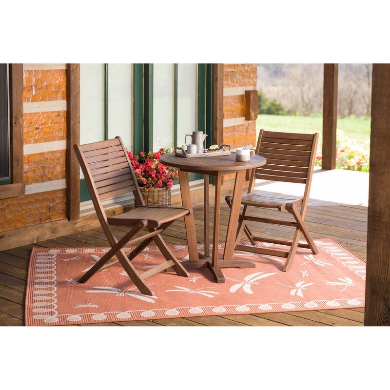 34 in. Eucalyptus Folding Wood Bistro Chairs (Set of 2)