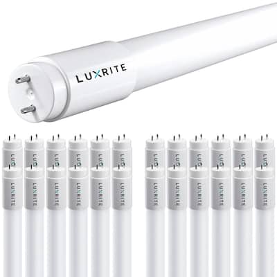 Luxrite 4FT T8 LED Tube Light, Ballast and Ballast Bypass, 13W=32W, 1800 Lumens, Damp Rated 25 Pack