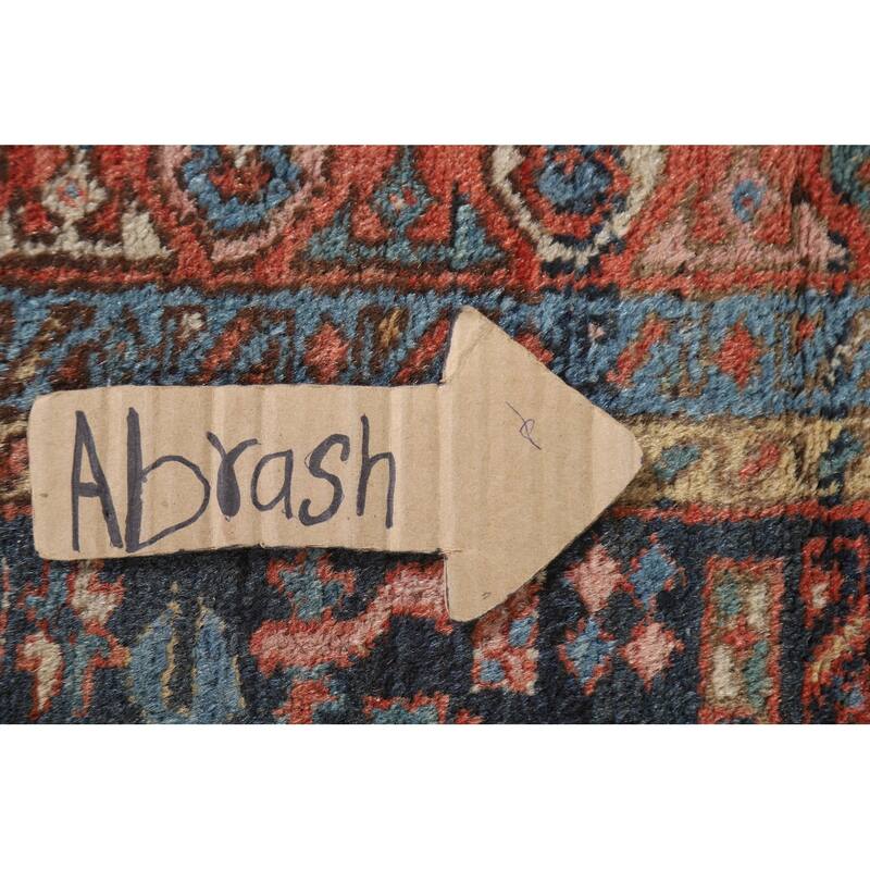 Blue Heriz Serapi Persian Accent Antique Area Rug Handmade Wool Carpet - 3'11"x 4'9"