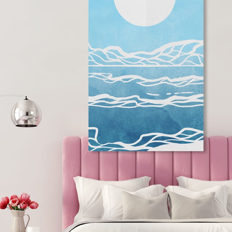 Wynwood Studio Canvas Abstract Sunshine Waves Blue and Modern & Contemporary Wall Art Canvas Print - 20 x 30