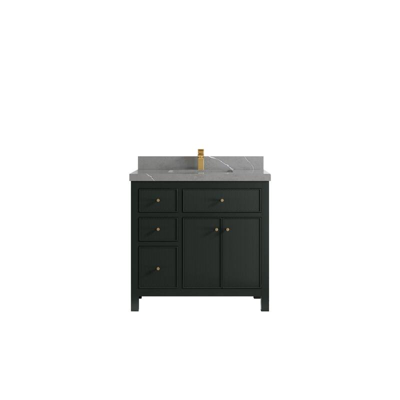 Willow Collections 36 in W x 22 in D Sonoma Center Sink Free Standing Reeded Bathroom Vanity with Countertop