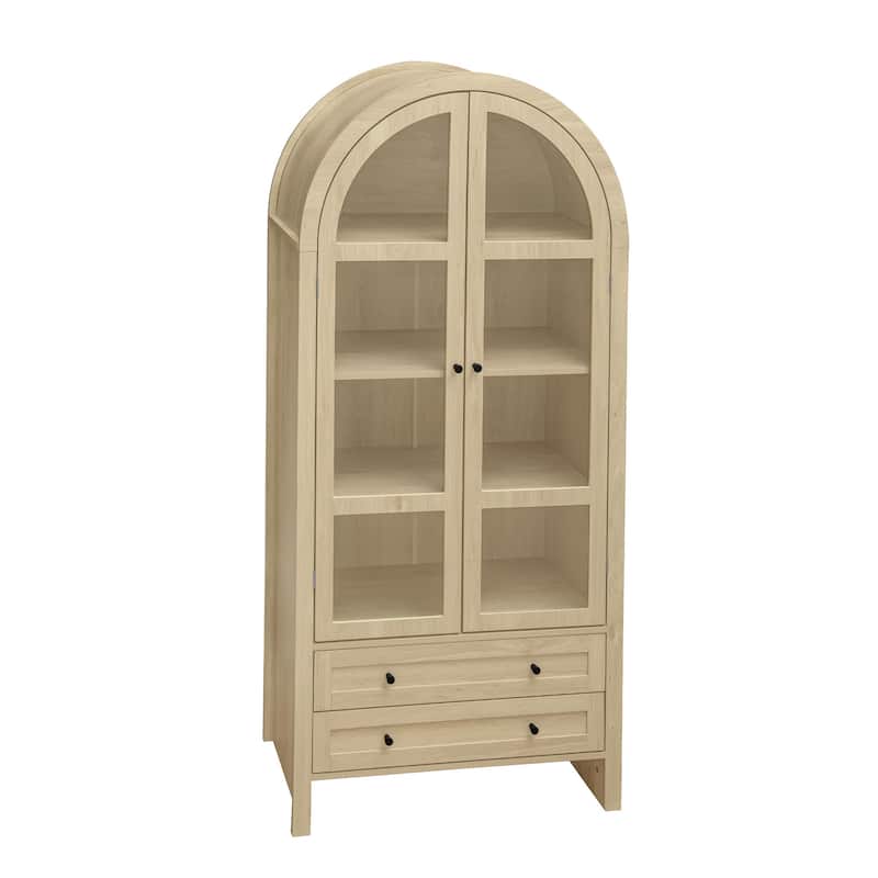 Wood Storage Cabinets with Magnetic Door Catcher, Tall Arched Kitchen Cabinet, Display Cabinet with Adjustable Shelves