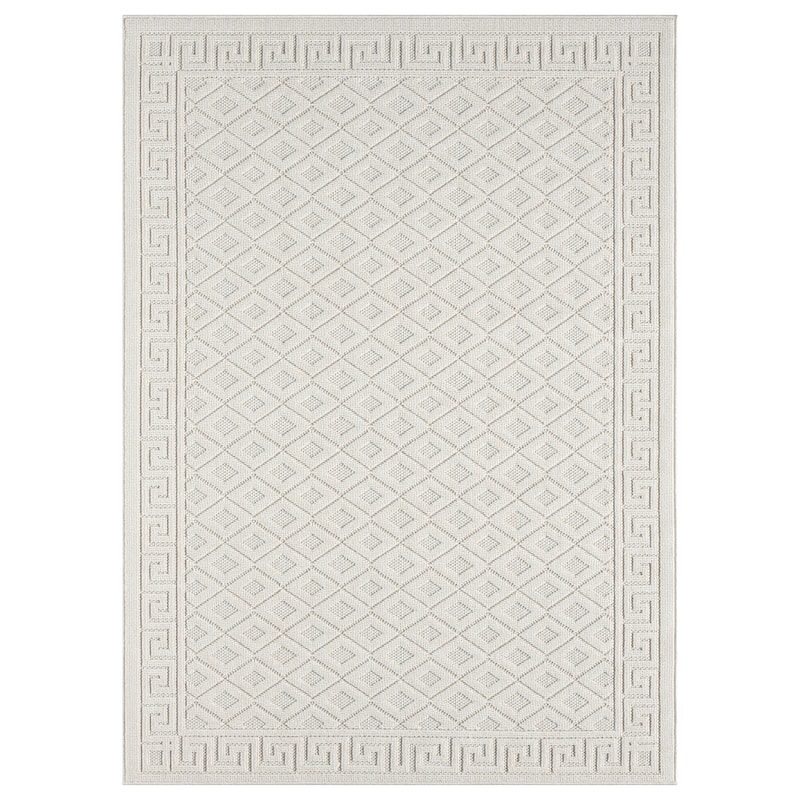 Terra by Obeetee Nimes Diamond Lattice Rug - Lavender/Ivory - 2' x 7'3"