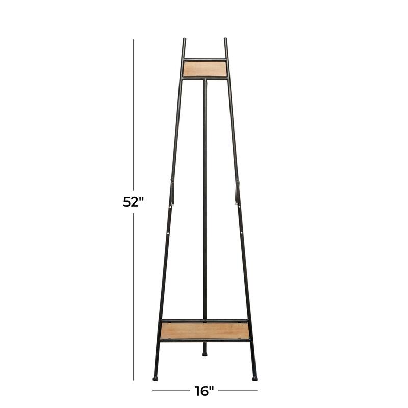 Black Metal Extra Large Free Standing Adjustable Display Stand Easel with Chain Support and Wood Accents