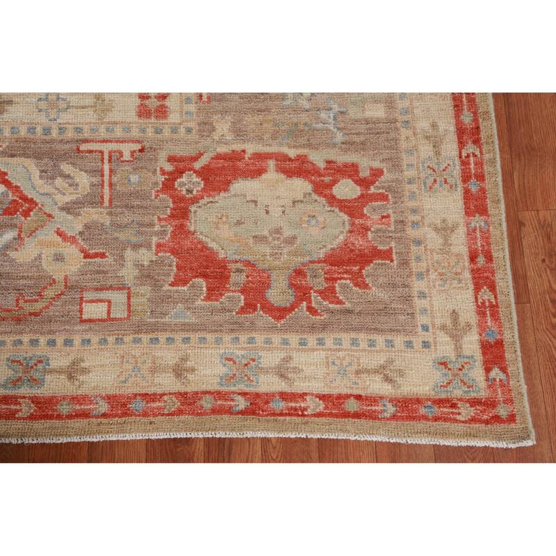 Hand Knotted Oriental 100% Wool Carpet Transitional All-Over Green Oushak Area Rug - 14' 10'' X 9' 11''