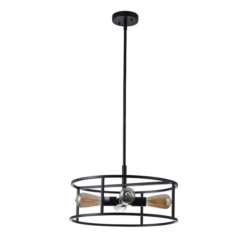 Farmhouse 4-light Matte Black Convertible Semi-Flush Mount/ Pendant
