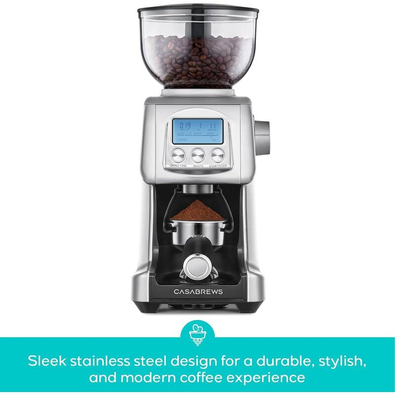 CASABREWS Tornado Electric Coffee Grinder Conical Burr Silver