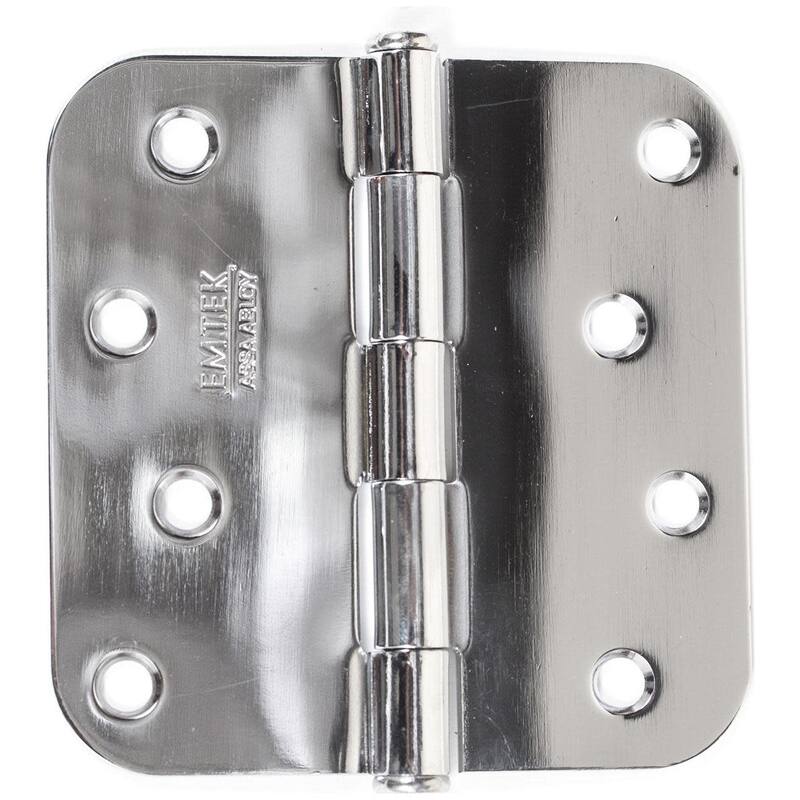 Emtek 4" x 4" Plain Bearing 5/8" Radius Corners Mortise Hinge - Pair - Polished Chrome