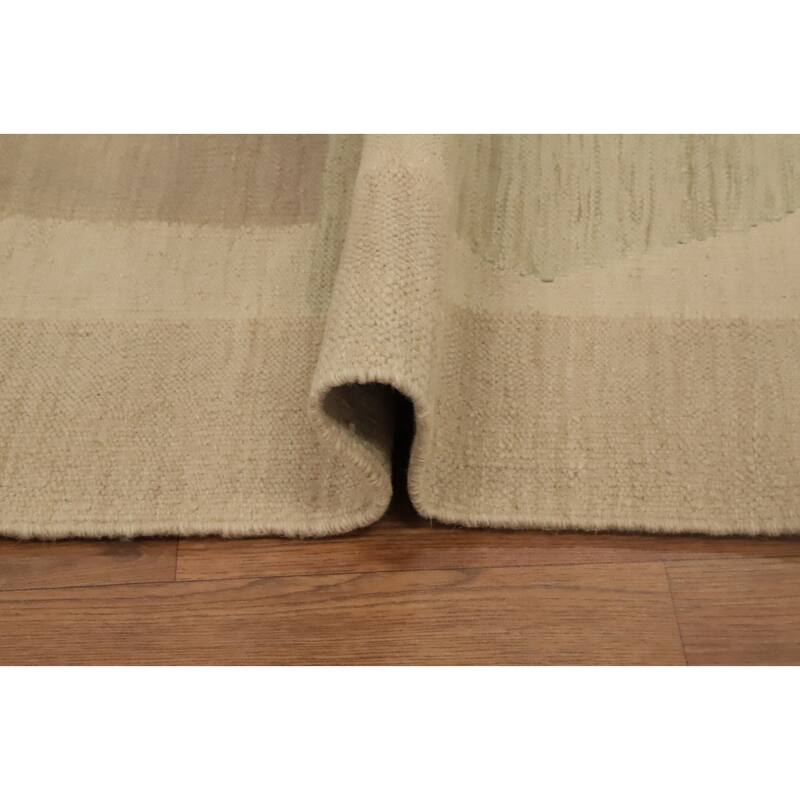 Hand Woven Oriental 100% Wool Carpet Southwestern Modern Beige & Ivories Kilim Area Rug - 10' 0'' X 7' 9''
