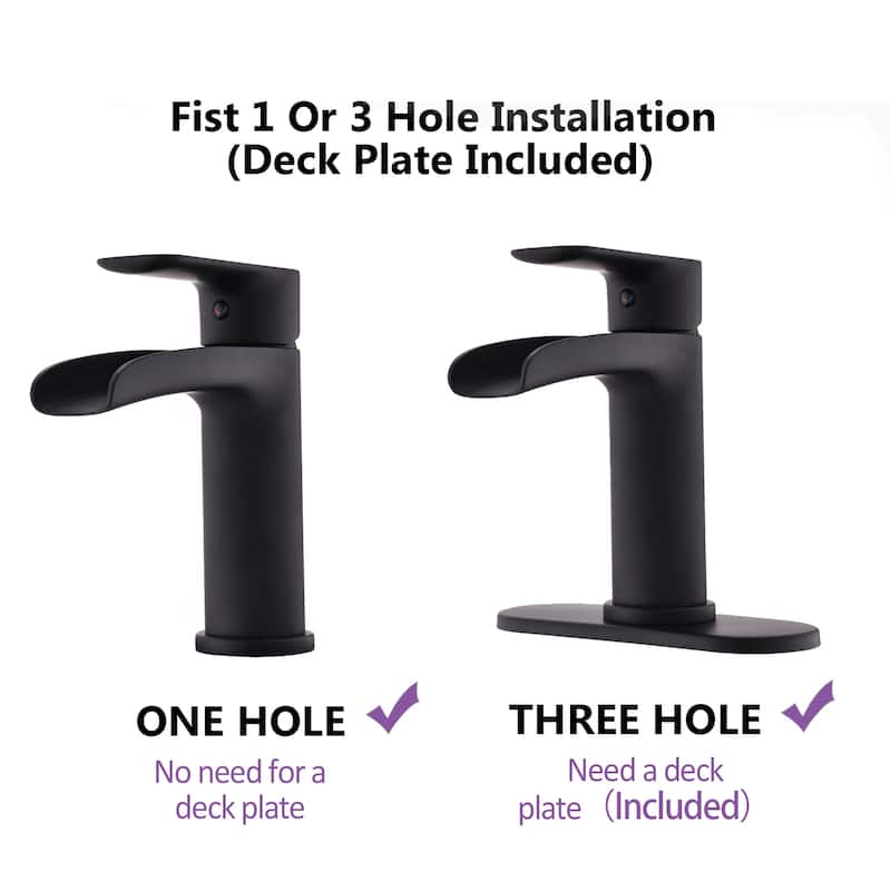 BATHLET Waterfall Bathroom faucet Vanity Sink Faucet Pop Up Drain Stopper