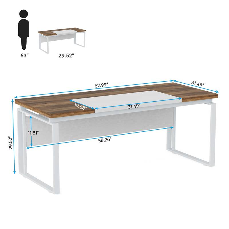 63-inch Executive Computer Desk Writing Table for Home Office