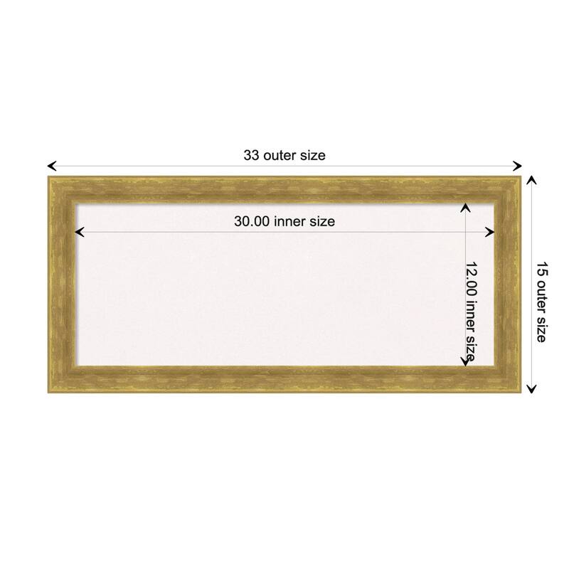 Angled Gold Wood Framed White Corkboard Bulletin Board, Organization Board, Pin Board - Board Size 30x12