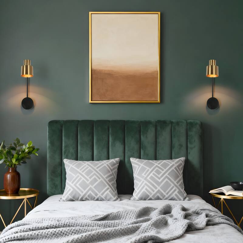 Modern Industrial 1-Light Metal Armed Wall Sconce in black and Gold Finish - 17 " H