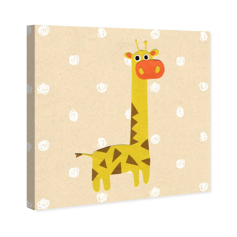 Wynwood Studio Canvas Animals Little Giraffe in Tan Yellow and Pastel Yellow Modern & Contemporary Wall Art Canvas Print