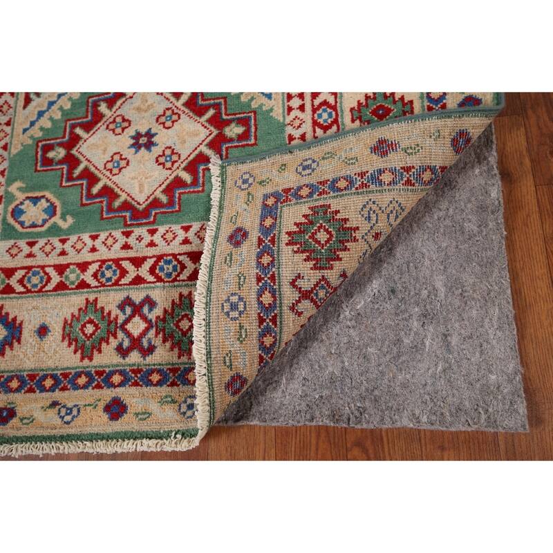 Kazak Oriental Accent Rug Handmade Green Wool Carpet - 3'3" x 4'8"