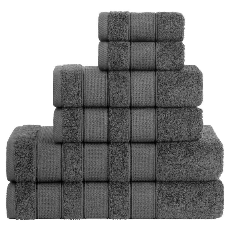 American Soft Linen Salem Collection Turkish Cotton 6 Piece Towel Set - Dark Grey
