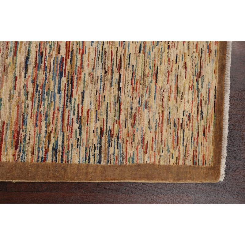 Contemporary Gabbeh Kashkoli Striped Area Rug Hand-knotted Wool Carpet - 3'8" x 6'6"