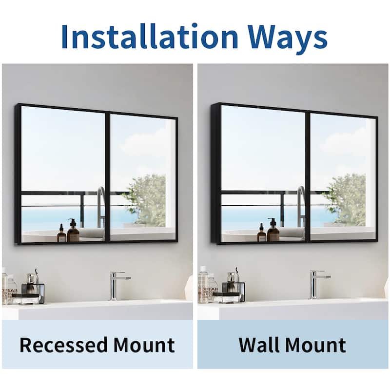 26x30 Wall mount or Recessed Bathroom Medicine Cabinet with Mirror