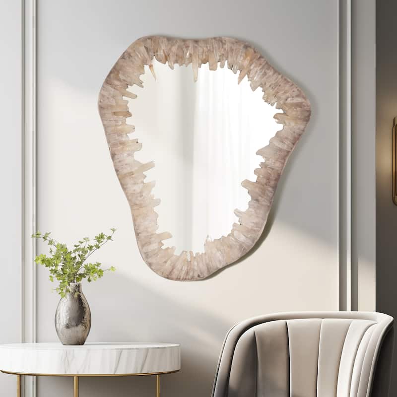 Sagebrook Home Quartz Unique Mirror, Ivory, Novelty, 33"H - 29" x 2" x 33" - Ivory - 29" x 2" x 33"