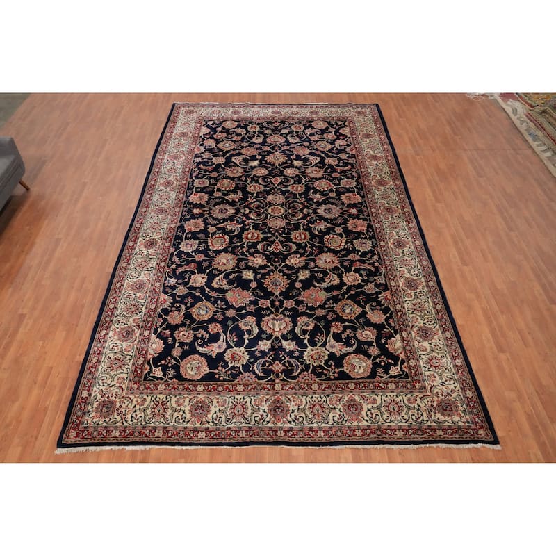 Hand Knotted Oriental 100% Wool Carpet Traditional All-Over Navy Blue & Blues Sarouk Area Rug - 17' 0'' X 10' 4''