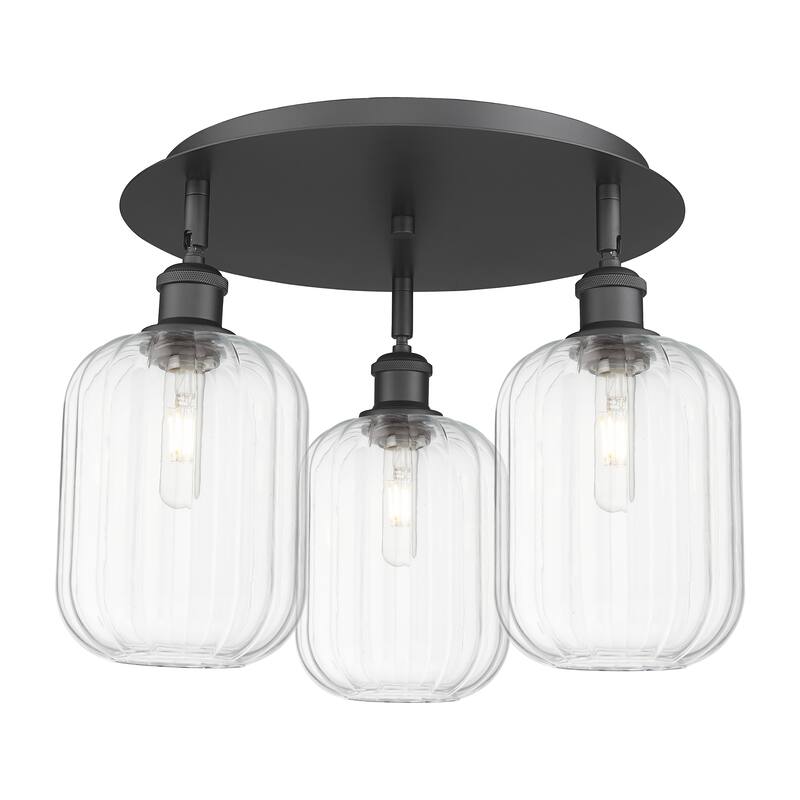 Innovations Lighting Endless Possibilities Ballston - Preston - 3 Light 19" Jar Shade Flush Mount - Clear/Matte Black