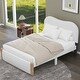 preview thumbnail 5 of 33, Upholstered platform bed with wooden support feet