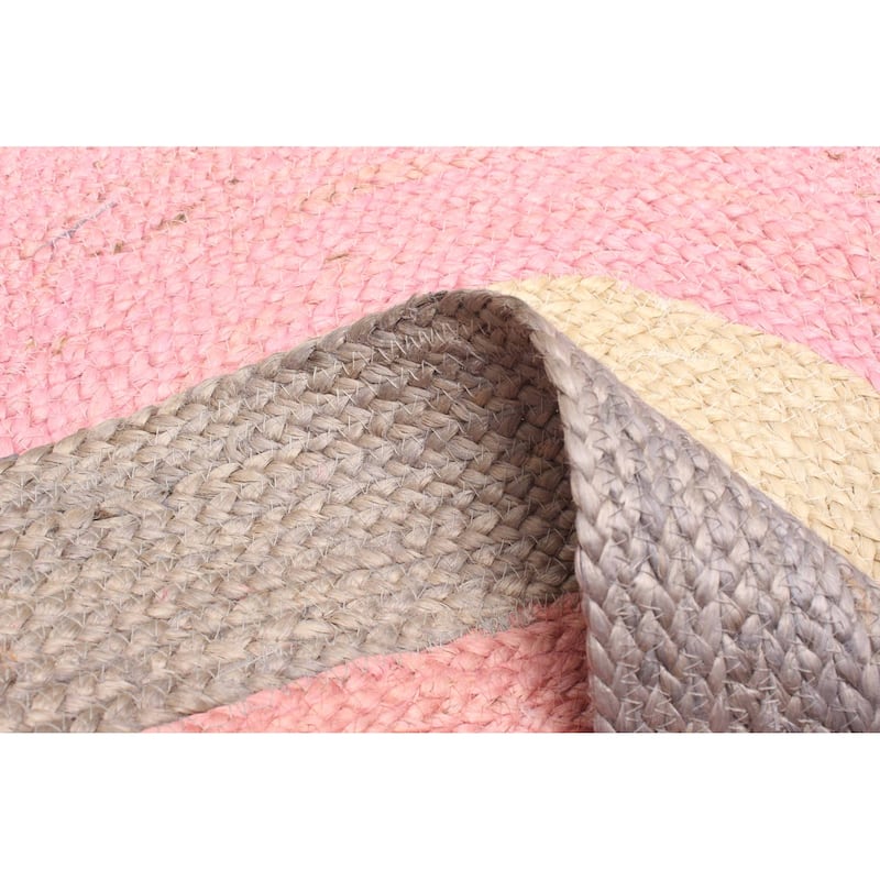 ECARPETGALLERY Braided Weave Palas Denizli Dark Pink Jute Rug - 3'0 x 3'0