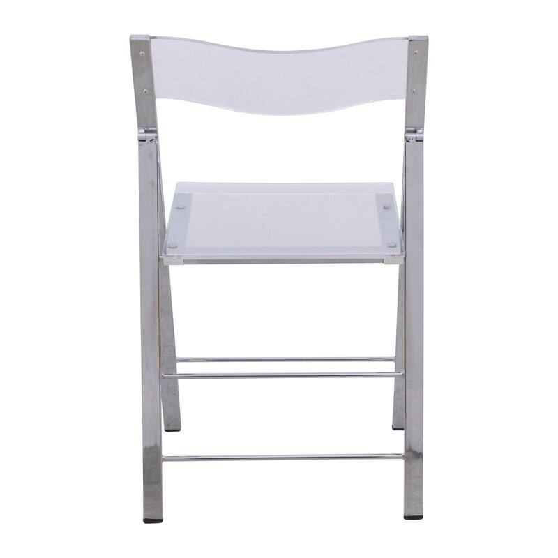 Menno Modern Acrylic Folding Dining Chairs with Stainless Steel Frames and Rubber Pads (Set of 2)
