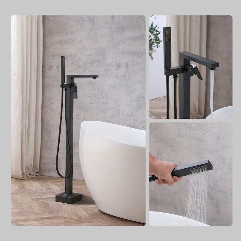 Indigo Home Floor Mounted Roman Tub Faucet with Handshower
