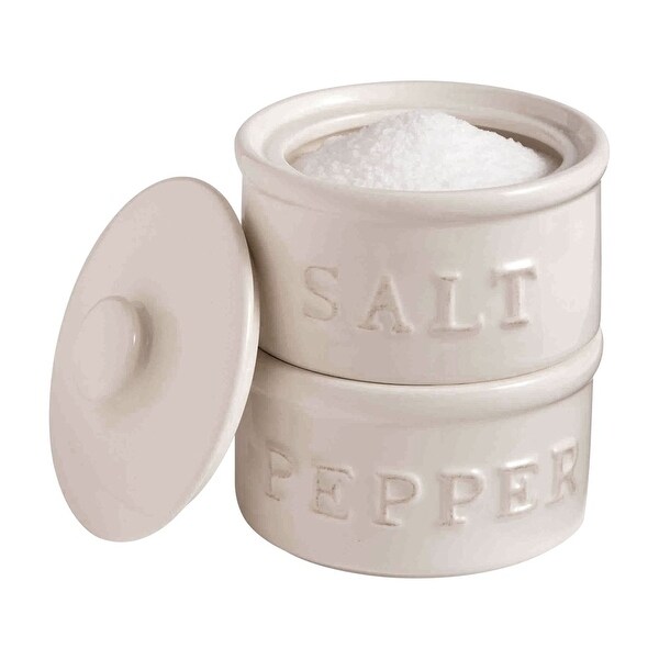 Salt And Pepper Stackable Holders Cellar Set By Mud Pie White