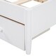 preview thumbnail 13 of 11, Trundle Platform Bed Queen Size Bed Frame and Twin Size Trundle, with Unique Rattan Headboard 2 Storage Drawer, Elegant White