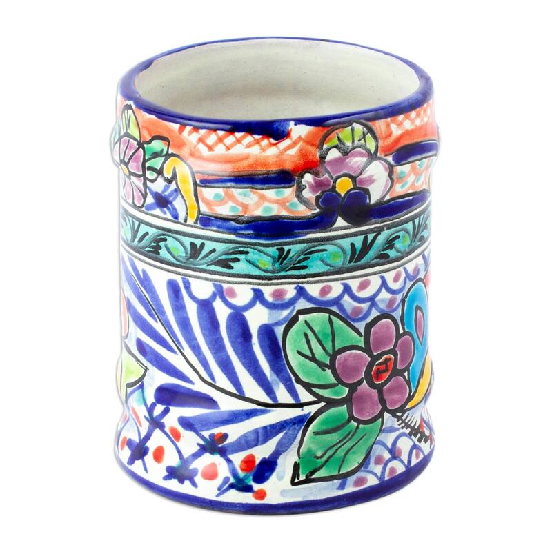 Novica Handmade Colonial Guanajuato Ceramic Utensils Holder