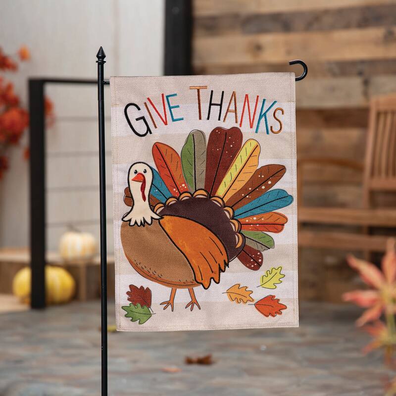 Tom Turkey Thanksgiving Burlap Garden Flag