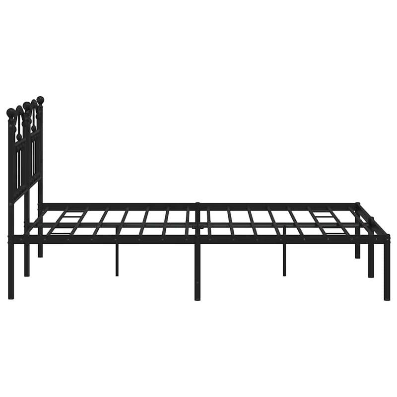 vidaXL Bed Frame Black Powder-coated steel 55.1 x 78.7 in Bed Frame - 57.5 x 81.5 x 38.2