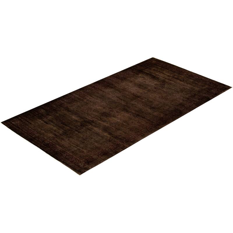 Overton Hand Knotted Wool Vintage Inspired Modern Contemporary Overdyed Brown Area Rug - 8' 3" x 16' 0"
